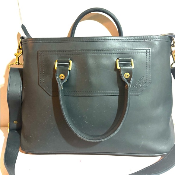 J.W. Hulme green leather satchel handbag - Picture 2 of 8